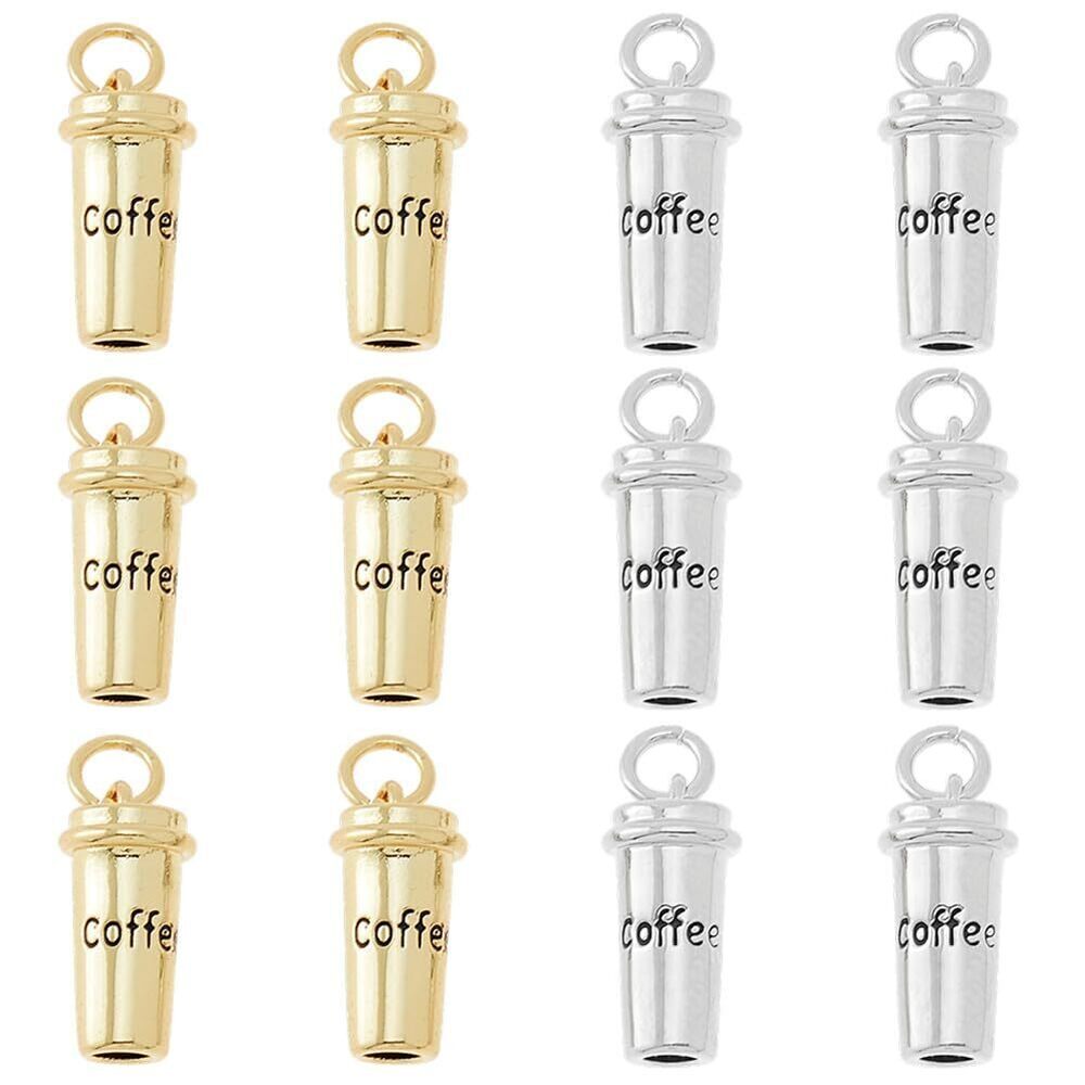 2798 12Pcs 2 Colors Brass Coffee Cup Charms Real 18k Real Gold Plated Charm